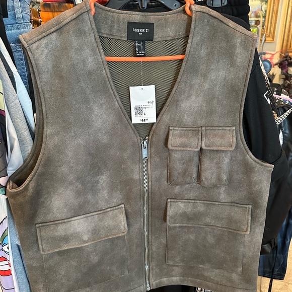 Forever 21 Men's Olive Utility Vest - Picture 1 of 6